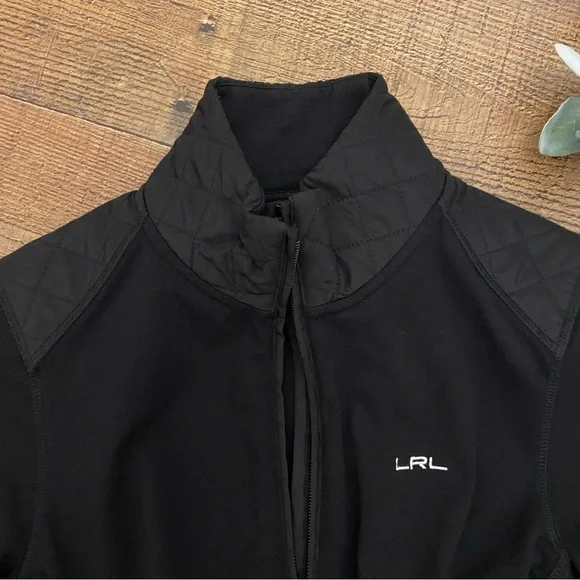 Ralph Lauren Sporty Black Zip Up Jacket, Quilted Accent, Pockets - Picture 5 of 12